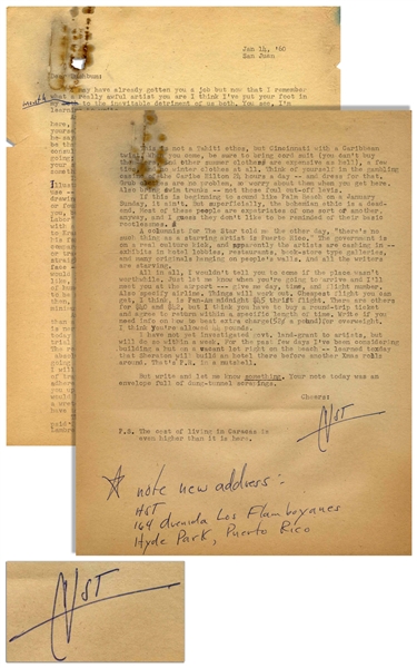 Hunter S. Thompson Letter Twice-Signed ''HST'' From San Juan in 1960 -- ''...This is not a Tahiti ethos, but Cincinnati with a Caribbean twist...''